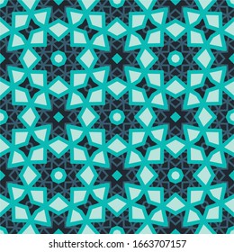 Seamless pattern with Arabic motifs in 4 colors. Vector illustration.