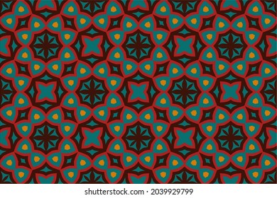 Seamless pattern with Arabic motifs in 4 colors. Vector illustration.