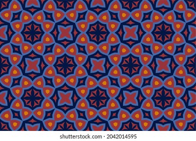 Seamless pattern with Arabic motifs in 4 colors. Vector illustration.
