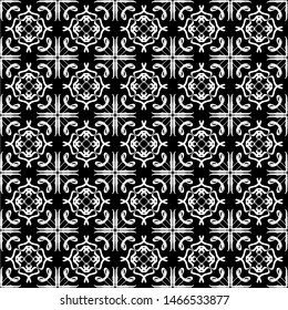 
Seamless pattern. Arabic, oriental ornaments. White lines on a black background.
