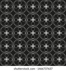 Seamless pattern. Arabic, oriental ornaments. White lines on a black background.