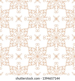 Seamless pattern in arabic style. Beige and white background