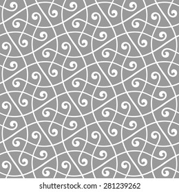 Seamless pattern in arabic style. Intersecting curved elegant lines and scrolls forming abstract floral ornament. Arabesque.