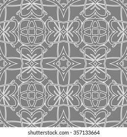 Seamless pattern in arabic style. Intersecting curved elegant lines and scrolls forming abstract floral ornament. Arabesque.