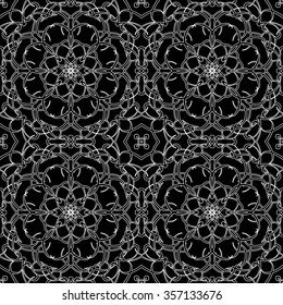 Seamless pattern in arabic style. Intersecting curved elegant lines and scrolls forming abstract floral ornament. Arabesque.