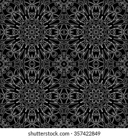 Seamless pattern in arabic style. Intersecting curved elegant lines and scrolls forming abstract floral ornament. Arabesque.