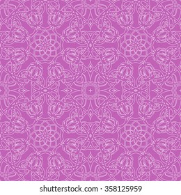 Seamless pattern in arabic style. Intersecting curved elegant lines and scrolls forming abstract floral ornament. Arabesque.