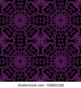 Seamless pattern in arabic style. Intersecting curved elegant lines and scrolls forming abstract floral ornament. Arabesque.