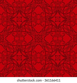 Seamless pattern in arabic style. Intersecting curved elegant lines and scrolls forming abstract floral ornament. Arabesque