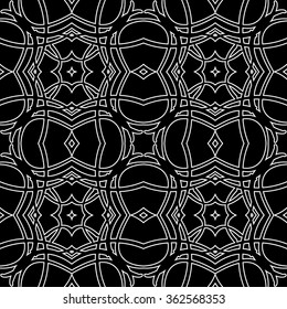 Seamless pattern in arabic style. Intersecting curved elegant lines and scrolls forming abstract floral ornament. Arabesque.