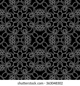 Seamless pattern in arabic style. Intersecting curved elegant lines and scrolls forming abstract floral ornament. 