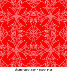 Seamless pattern in arabic style. Intersecting curved elegant lines and scrolls forming abstract floral ornament. 