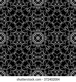 Seamless pattern in arabic style. Intersecting curved elegant lines and scrolls forming abstract floral ornament. Arabesque.