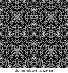 Seamless pattern in arabic style. Intersecting curved elegant lines and scrolls forming abstract floral ornament. Arabesque.