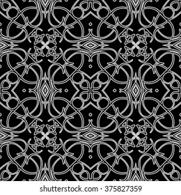 Seamless pattern in arabic style. Intersecting curved elegant lines and scrolls forming abstract floral ornament. Arabesque.