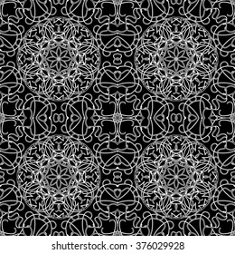Seamless pattern in arabic style. Intersecting curved elegant lines and scrolls forming abstract floral ornament. Arabesque