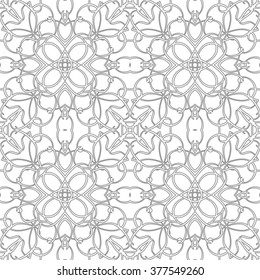 Seamless pattern in arabic style. Intersecting curved elegant lines and scrolls forming abstract floral ornament. Arabesque.
