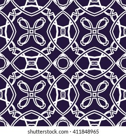 Seamless pattern in arabic style. Intersecting curved elegant lines and scrolls forming abstract floral ornament. Arabesque.