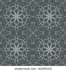 Seamless pattern in arabic style. Intersecting curved elegant lines and scrolls forming abstract floral ornament. Arabesque.