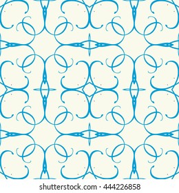 Seamless pattern in arabic style. Intersecting curved elegant lines and scrolls forming abstract floral ornament. Arabesque.