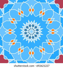 Seamless pattern in arabic style. Muslim, eastern, oriental colorful background. Vector illustration.