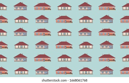 Seamless pattern with architectural facades of houses. Architectural background with drawings of cottages. Colorful vector illustration EPS10