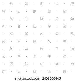 Seamless pattern with architecture and construction icon on white background. Included the icons as interior, real estate, building, house, plans, design, build, tool And Other Elements.