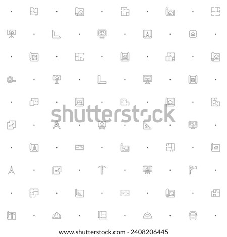 Seamless pattern with architecture and construction icon on white background. Included the icons as interior, real estate, building, house, plans, design, build, tool And Other Elements.