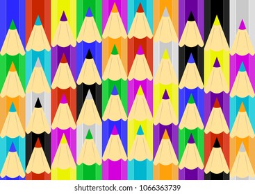 Seamless pattern with arc-placed color pencils