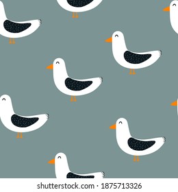 Seamless pattern with Arctic and Antarctic animals. Colorful vector flat for kids. hand drawing. baby design for fabric, print, wrapper, textile