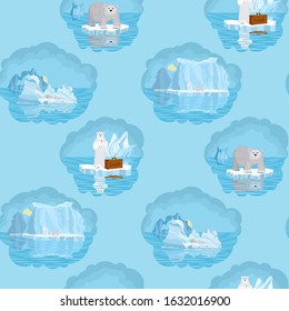 seamless pattern. Arctic ice bears. vector illustration