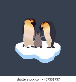 Seamless pattern arctic penguin family 