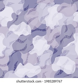 Seamless pattern arctic waves of the snow on a light gray background. Modern clothing style masking camo repeat print. Monochrome white and gray colors texture. Vector illustration.