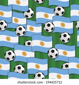 seamless pattern with argentina flags and soccer balls, eps 10 format with transparencies and clipping path