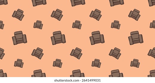 Seamless pattern with armchair front view doodle vector