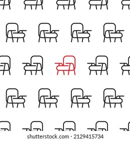 Seamless pattern of armchairs. Vector furniture background.