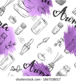 Seamless Pattern with aromatherapy accessories.