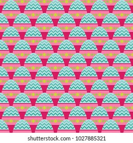 Seamless pattern of arranged zigzag blue tip easter eggs
