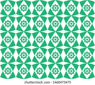 Seamless pattern of arrangement of triangles with star ornaments in the center. Abstract background of rhombic geometric monochrome tiles. Design elements for decoration, prints, textiles, and web