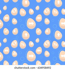 Seamless Pattern Arrow Collection Navigation Buttons Icons On Eggs Flat Vector Illustration