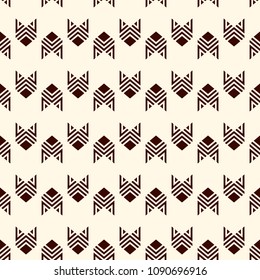 Seamless pattern with arrow fletching. Repeated chevrons wallpaper. Tribal and ethnic motif. Native americans ornamental abstract background. Boho chic digital paper, textile print. Vector art