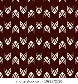 Seamless pattern with arrow fletching. Repeated chevrons wallpaper. Tribal and ethnic motif. Native americans ornamental abstract background. Boho chic digital paper, textile print. Vector art