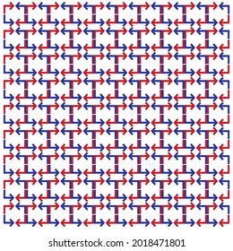 seamless pattern Arrow icon with multiple opposite directions in blue and red
