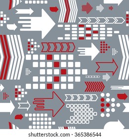Seamless pattern of arrow signs on white. Abstract background