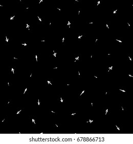 Seamless pattern with arrows. Black white random brush strokes. Geometric graphic design element. Scrapbooking, book cover, wallpaper, poster, flyer. Hand drawn shapes background. Vector illustration
