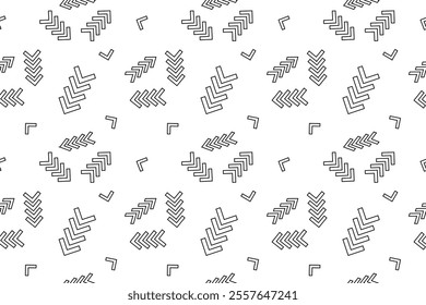 Seamless pattern of arrows and checkmarks in black and white, perfect for kids coloring activities.