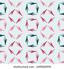 Seamless pattern with arrows. Colourful elements on dark purple wall. Grunge urban repeated backdrop for wrapping paper.