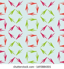 Seamless pattern with arrows.  Colourful elements on green wall.  Grunge urban repeated backdrop for wrapping paper.