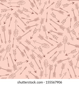 Seamless pattern with arrows of Cupid. Vector illustration.