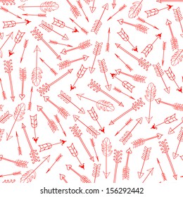 Seamless pattern with arrows of Cupid. Vector illustration.